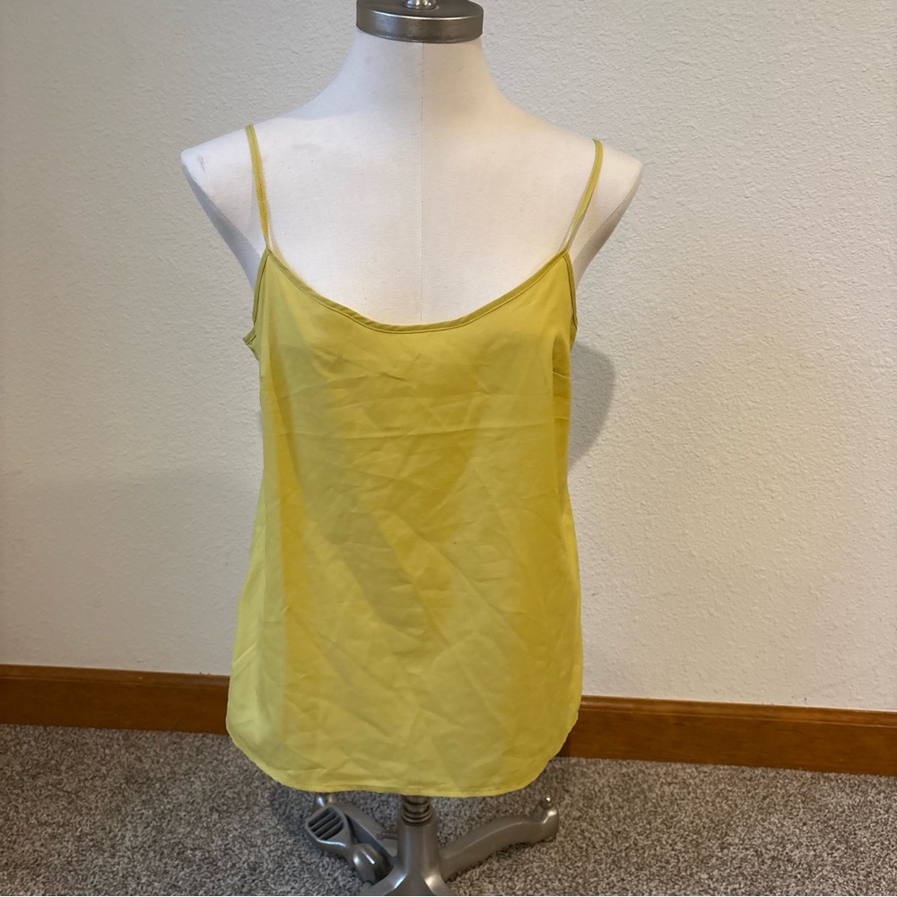Banana Republic Sheer Swiss Dot Blouse Bright Mustard Yellow Women’s Small - Picture 10 of 12